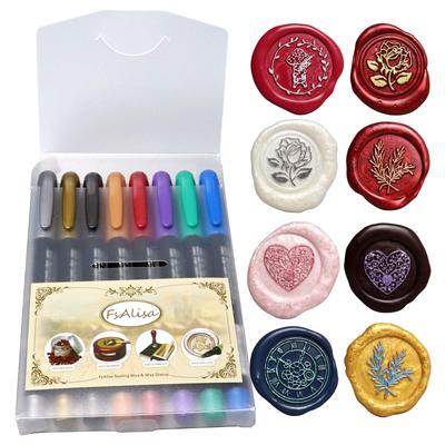 FsAlisa Sealing Wax Dedicated Color Sealing Stamp Metallic Marker DIY Sealing Message Handmade Diary New Fits and Other Surfaces Color Pens 8 Pens,