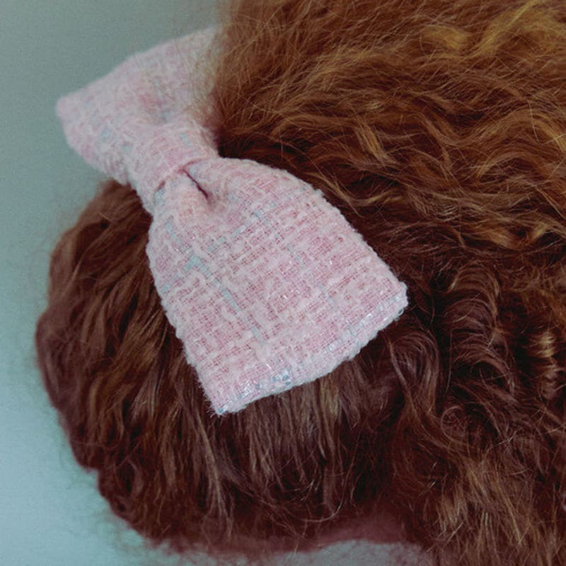 Elizabeth Moments Pink Tweed Einzelnes Schleifen-Haarspange