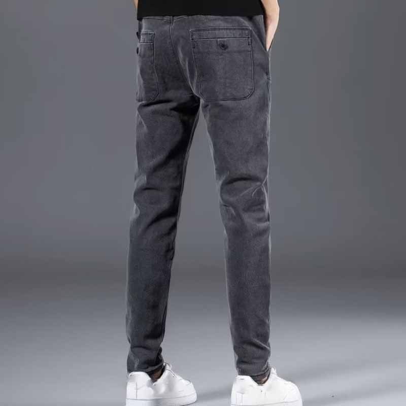 Džíny s elastickým pasem pro muže Volný rovný střih Ležérní dlouhé kalhoty Vhodné na jaro a podzim