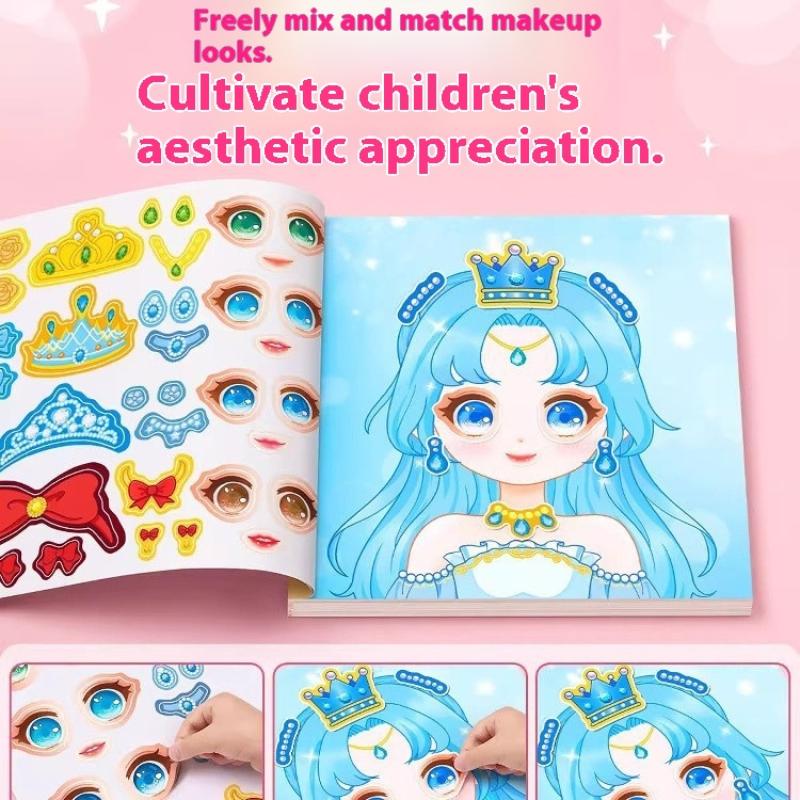 1 Set Girls Cartoon Princess Make A Face Stickers Reusable Handicrafts Creative Kids Decals Puzzle Sticker Toy