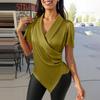 ZANZEA Damen Casual V-Ausschnitt Slim Unregelmäßiger Saum Kurzarm Bluse