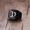 Vnox 18mm klobiger Siegelring für Männer schwarzer Edelstahl mit eingraviertem Royal Initialen-Buchstaben-Anfangsstempelring individueller Schmuck