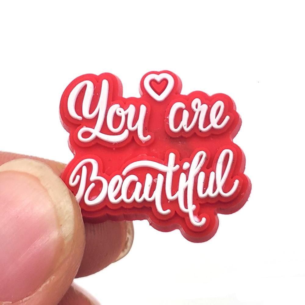 1PC Inspirational English Shoes Sandals Flower Shoe Buckle PVC Shoe Charms Soft Rubber Garden Shoes Decorative Buckle