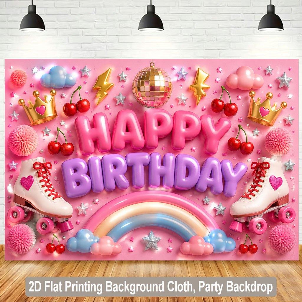 2D Flat Backdrop1pc Birthday Scene Backdrop Banner Polyester Wall Decor For Living Room Bedroom Office Outdoor Decor Party Holiday Gift