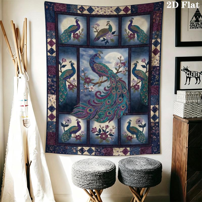 Peacock Wall Tapestry Aesthetic Wall Hanging Printed Fabric Blanket Decorative Tapestries for Bedroom Living Room Home Decor