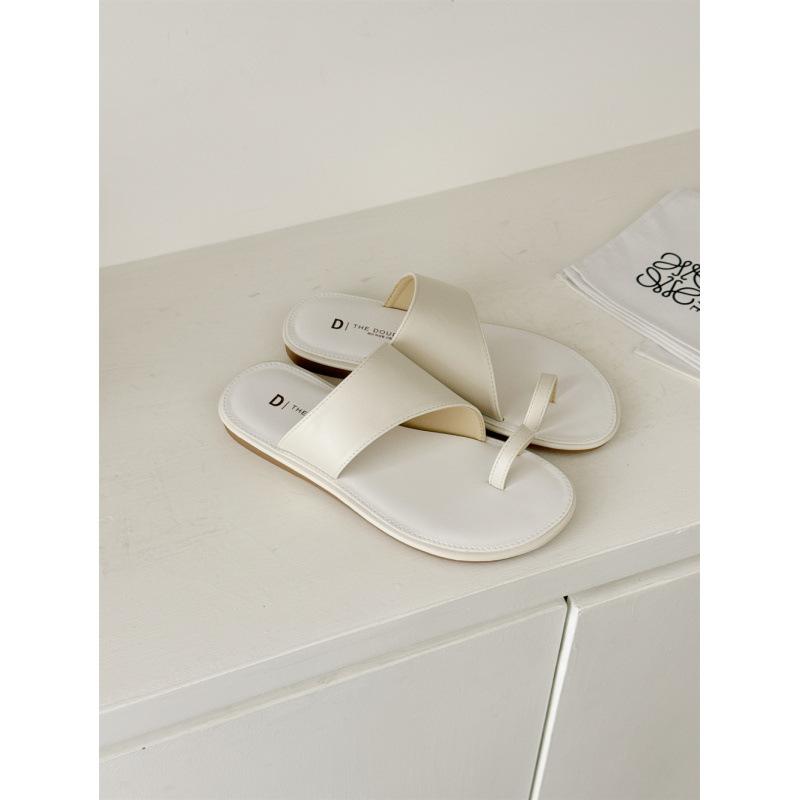 Fashion Rubber Slippers Shoes Fur Flip Flops Low Slides Summer Clogs Woman Soft Hawaiian Beach Hoof Heels PU Rome Fabric Beach Shoes Wom