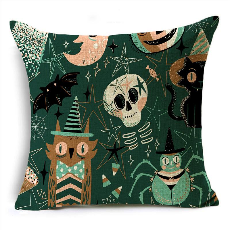 

Красочный Хэллоуин Кошелек или жизнь карлик череп тыква льняная наволочка декоративная наволочка для дивана гостиная вечеринка 40x40cm