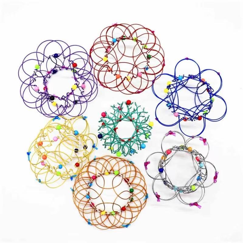 Magic Flow Ring Fidget Toy Magic Flower Basket Design Flexible Rotating Finger Toy Stress Relief Relaxing Creative Play Toy