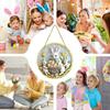 Easter Door Sign Acrylic Bunny Family Round Ornament  Hangable Spring Wall Art Hanging Pendant Happy Easter Day Party Decor