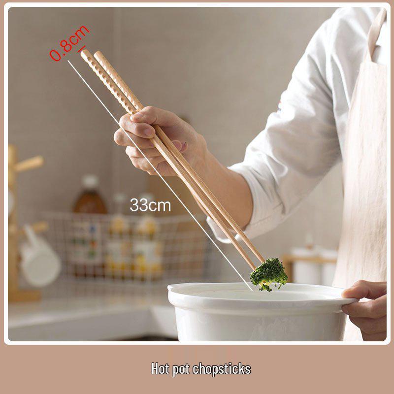 Beech Wood Extra-Long Hot Pot & Frying Chopsticks for Noodles and Dough Sticks