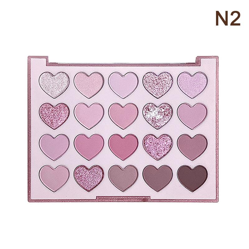 

Sweet Pink 20 Color Heart Shaped Eyeshadow Plate Pearl Glitter Purple Eyeshadow Pink Blusher Naturally Brightens Korean Makeup as the picture