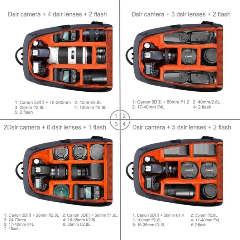 PULUZ Camera Backpack Waterproof Shockproof Camera Bag for DSLR SLR Cameras
