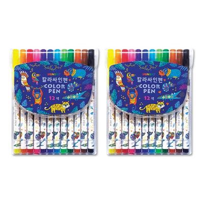 Artmore New 12-color Sign Pen, 2 Pcs., Korean Toy Supplies