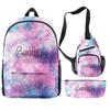 Cook 3D Digital Color Printing Backpack Set Oxford Cloth Waterproof And Wear-Resistant Three-Piece Backpack