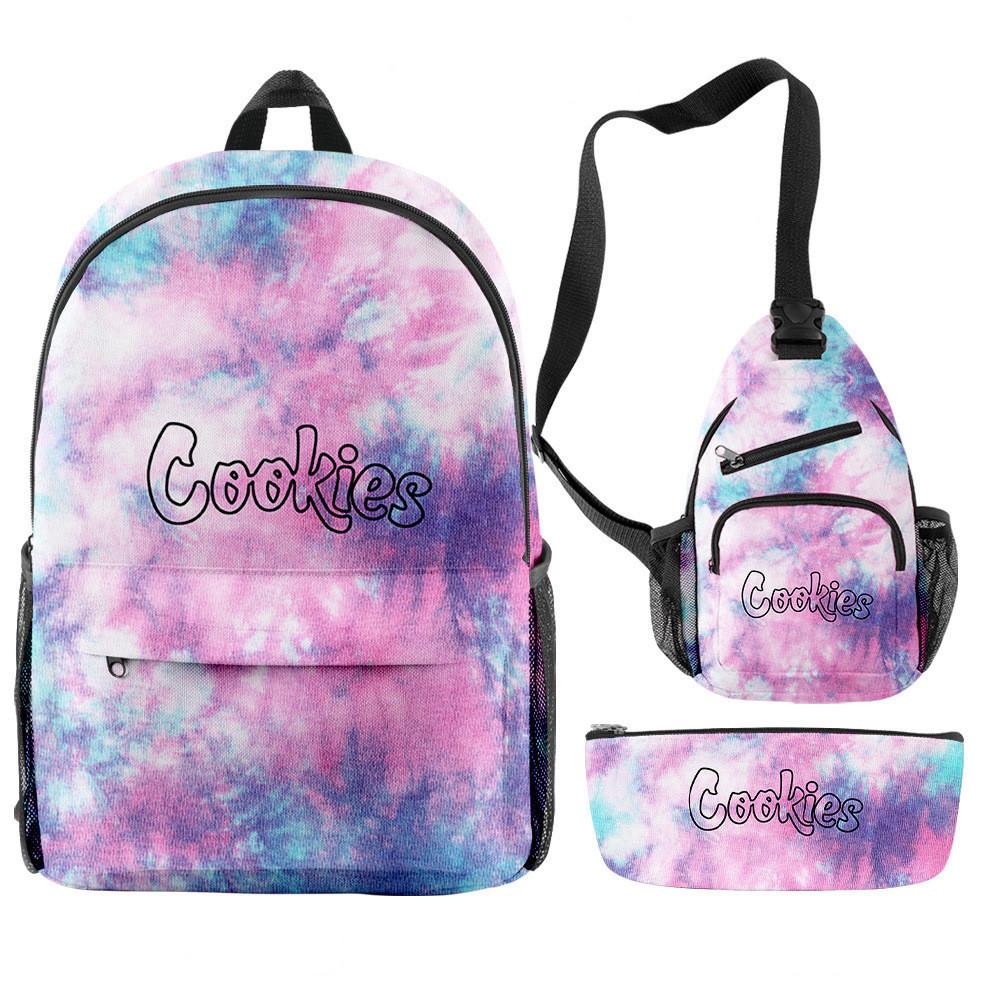 Cook 3D Digital Color Printing Backpack Set Oxford Cloth Waterproof And Wear-Resistant Three-Piece Backpack