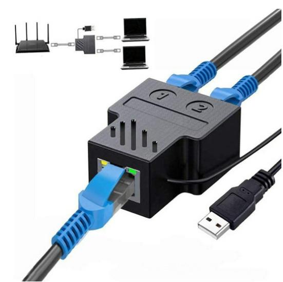 RJ45 Gigabit Network Cable Splitter 1-to-3 Adapter for Broadband Routing