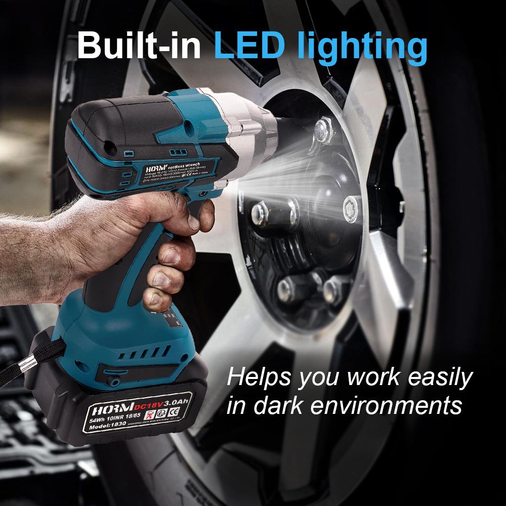 1/2 Inch Brushless Electric Impact Wrench 380 N.m Cordless Screwdriver Compatible Electric Wrench Power Tools For Makita Battery