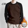 Men Raglan Block Shirt Shirt, Long Sleeve Crew Neck T-shirt, Warm Layering Tees for Casual Pullover Base Layer Autumn Winter Regular Fit