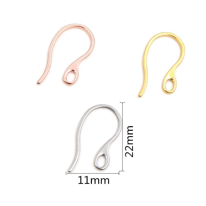 20pcs 22x11mm 316 Stainless Steel Gold Rose Gold Color Plated DIY Earring Hooks Wire Settings Jewelry Making Findings Supplies