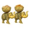 Set of 2 Antique Elephant Dry Fruit Bowl | Decorative Serving Bowl for Snacks, Dry Fruits, Sweets | Elephant Showpiece Bowl for Home Decor