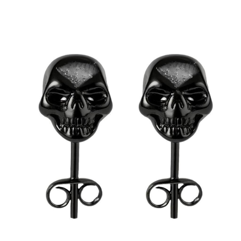 Platinum Skull Stud Earrings - Retro Hip Hop Style for Unisex
