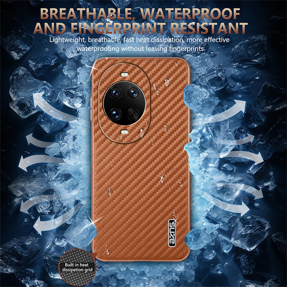 AZNS For Huawei nova 14 Ultra 5G Case Electroplating Carbon Fiber Texture PU+TPU Phone Cover