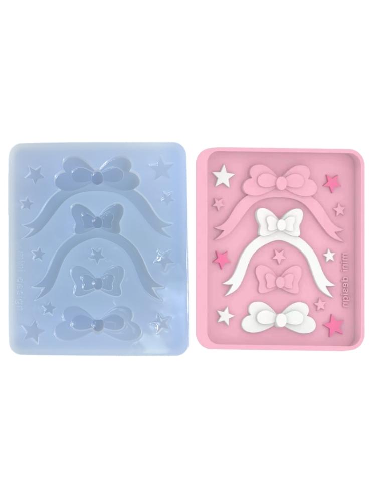Princess on the Run Bowknot Star Parts Silicone Mold Keychain Bag Pendant Handmade Ornament Mold for Birthday Gift