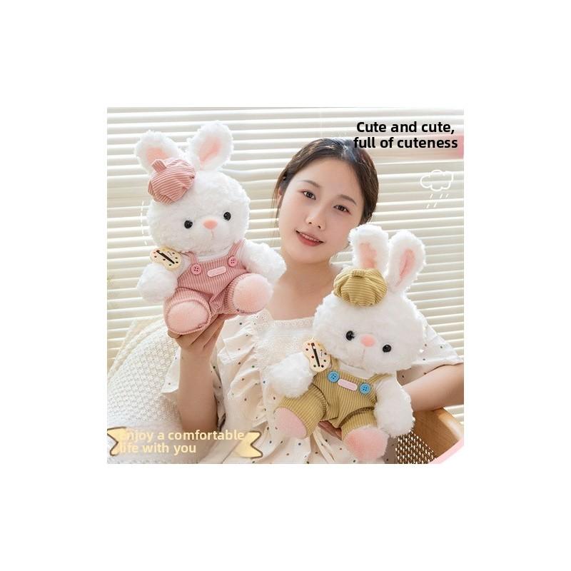 Cute Cartoon Overalls Rabbits And Bear Plush Doll Toys For Kids Playroom Decor And Collecting