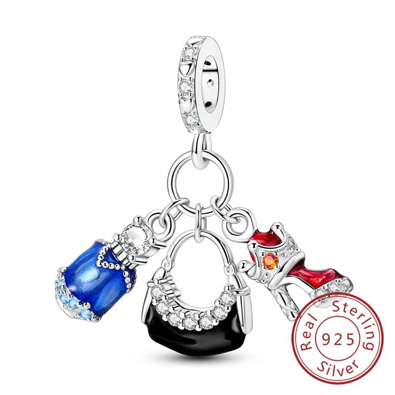 New Original Copper Charms Beads Pendant Owl Bow Round Simple Zircon Beads For Women Fine Jewelry Making