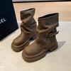 British Style Autumn and Winter Martin Boots Women's New High-end Thick-soled Super Fire High Short Boots