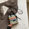 IELGY Straw Messenger Bag Striped Portable Mobile Phone Bag