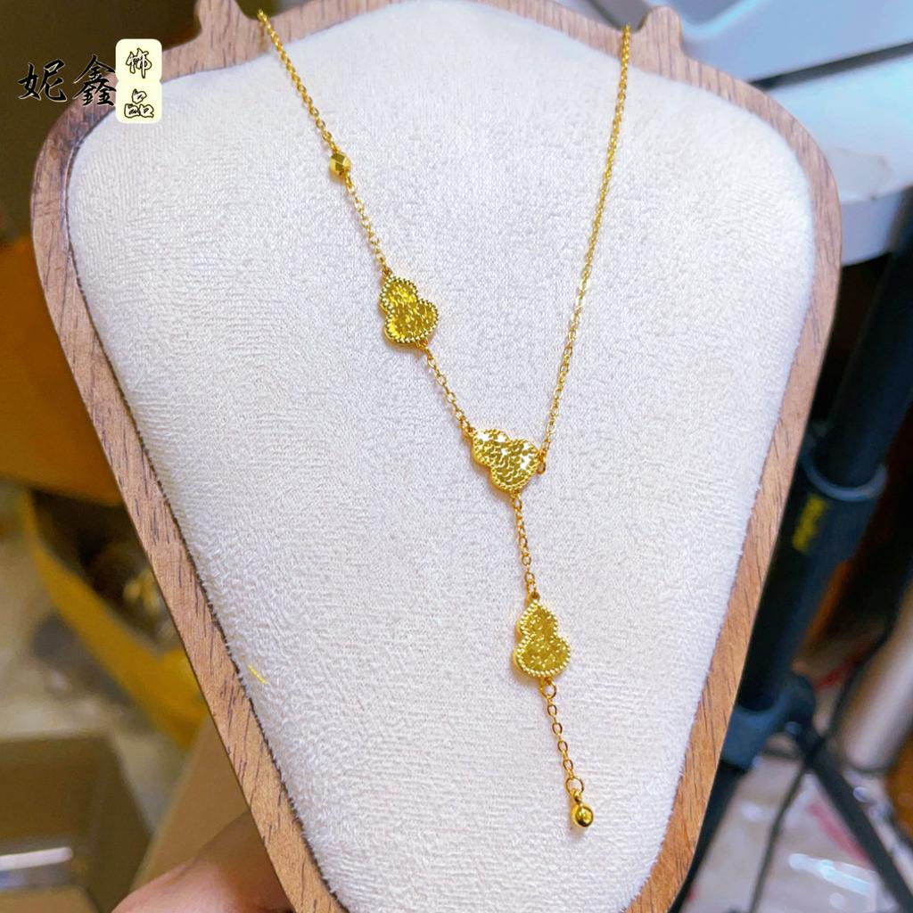 Iskristallkalebasshalsband Dam 24K Guld AU999 - Rent guld iskristallkalebasshalsband, lyckospark, premium jubileumspresent