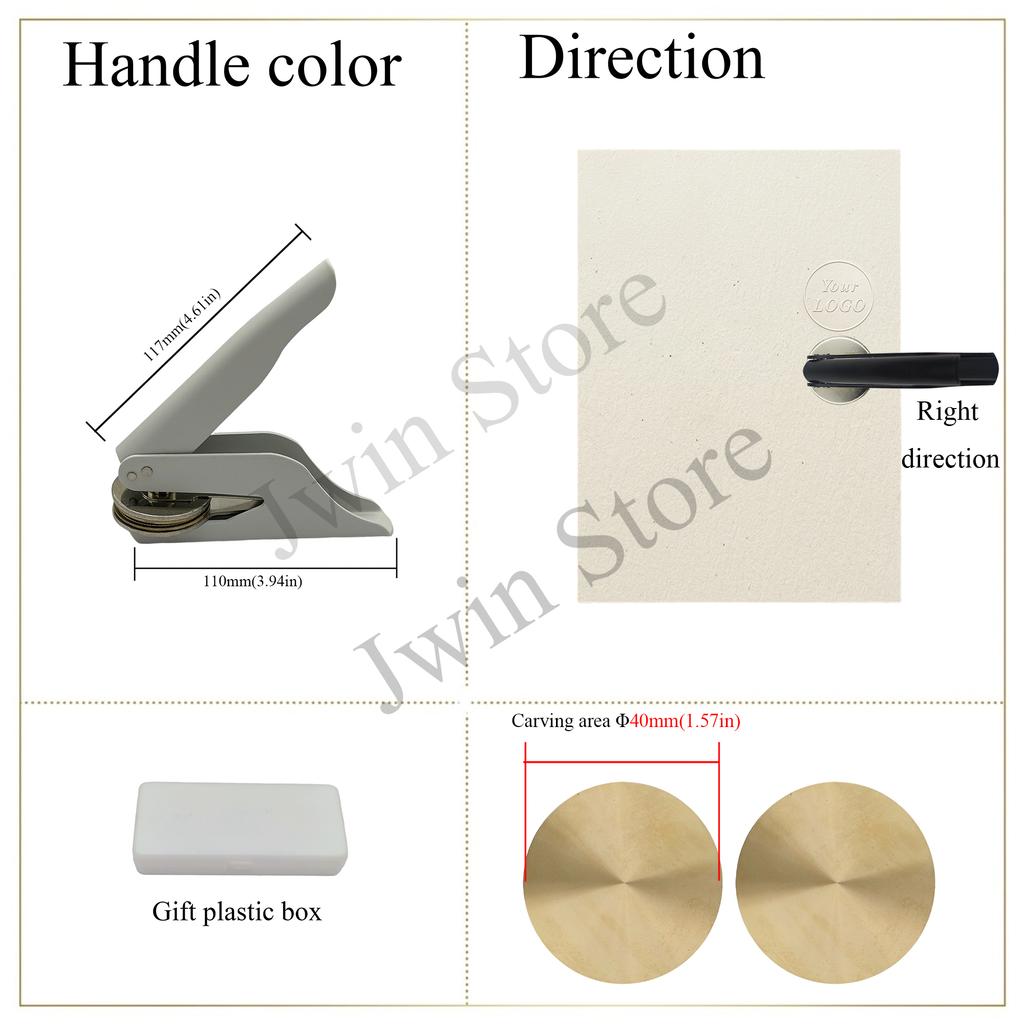 Customize Embossing Stamp with Your Logo Monogram Embosser Seal for Wedding Invitation DIY Craft 40mm Diameter