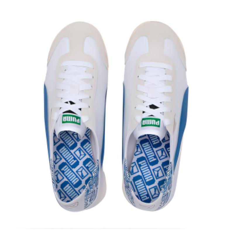 Puma Roma Comfortable Simple Retro Synthetic Leather Durable Breathable Low-Top Casual Running Shoes Unisex sneaker White Blue 398332-07