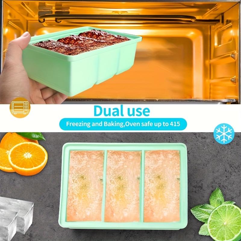 2pcs Easy-Release Silicone Ice Cube Trays with Lids - Flexible, Reusable Large Ice Cube Molds for Freezer, 1 Cup Portions for Soups, Stews, Sauces