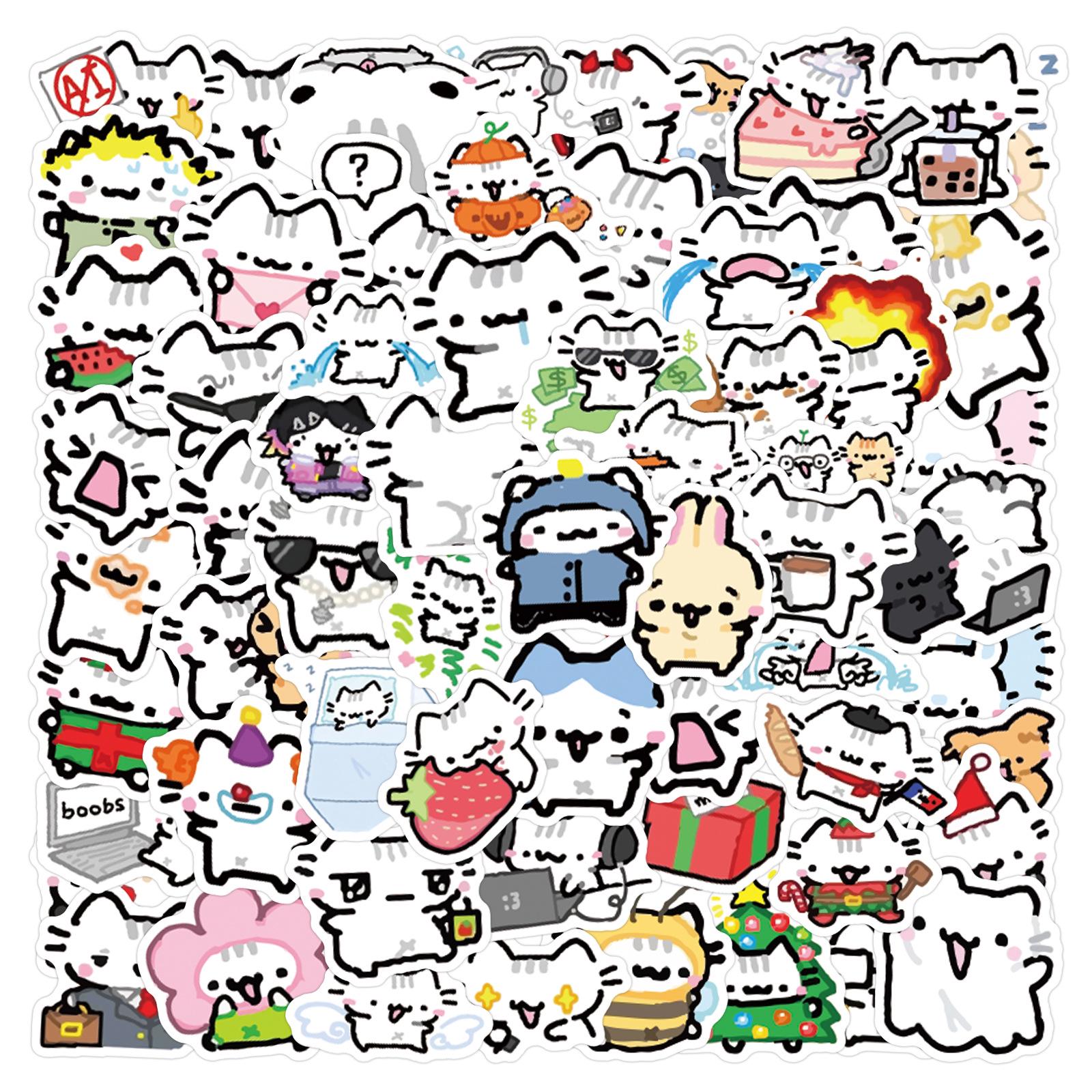 

90 Cute Cartoon Basil Kitten Stickers for Phone Cases, Stationery, and Luggage