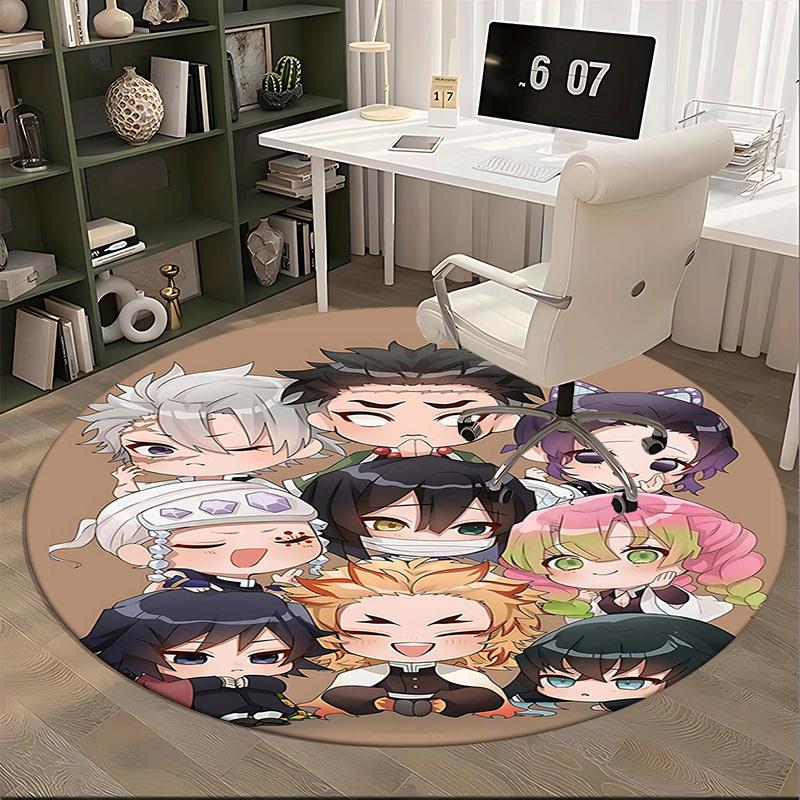 1pc Anime Character Round Carpet - Office Chair Mat, Non-Slip Rug for Home Decor, Seasonal Gift, Suitable for Office, Living Room