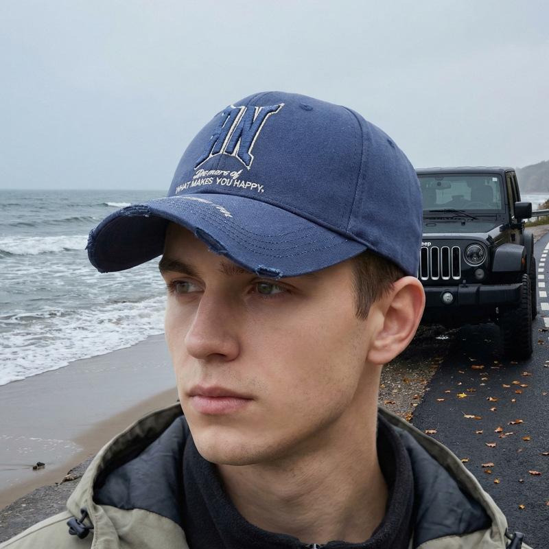 Hole Embroidered Letter Baseball Cap Unisex Sunshade Hat Outdoor Cap