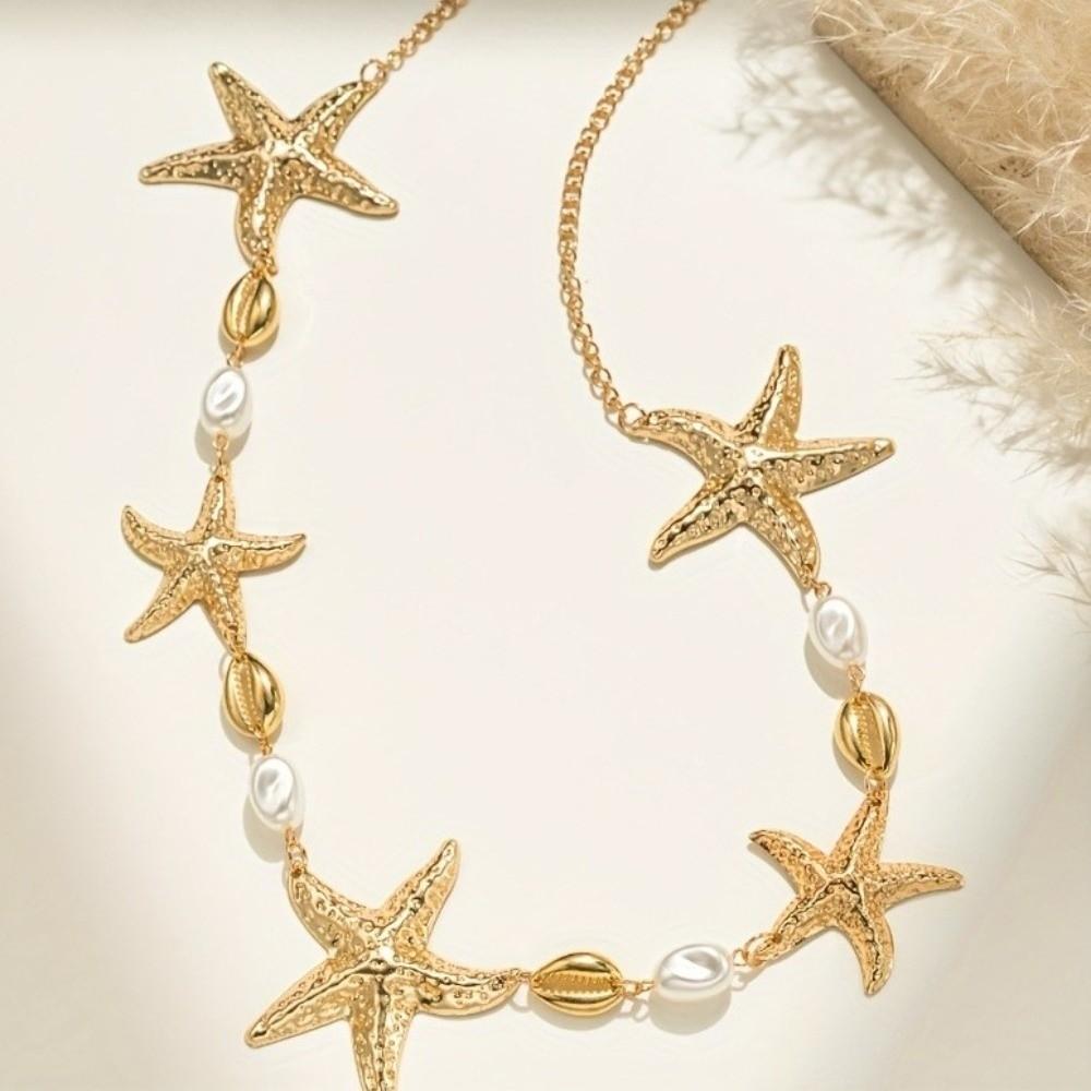 Shell Sea Star Imitation Pearl Body Chain Gold Beads Belly Chains Starfish Waist Chain  Summer
