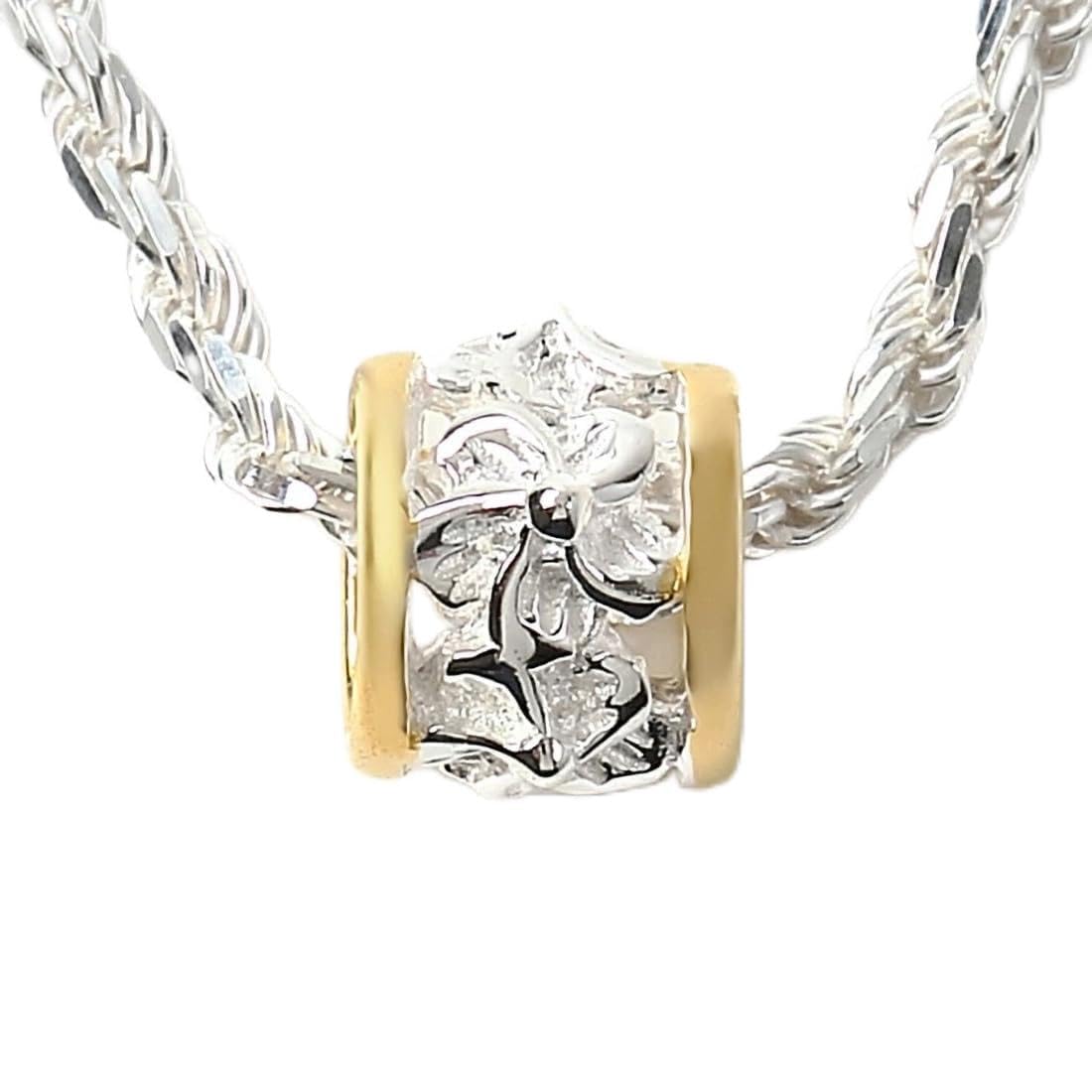 Hawaiian Jewelry [LocoMocoAloha] Necklace Pendant Yellow Gold Plated Mini Barrel Side Tube Plumeria [Authentic] Jewelry