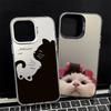 Cute Cartoon Black Cat Phone Case for Samsung A55 Case Galaxy S24 Ultra S21 S23 FE S22 Plus A14 A34 A15 A35 A54 5g Plating Cover