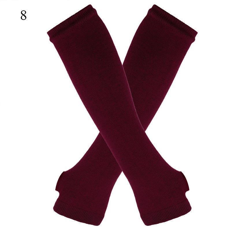 Striped Elbow Gloves Women Emo Gloves Winter Warm Long Sleeves Gloves Women Fingerless Stripe Hip-Hop Knitted Elbow Mittens