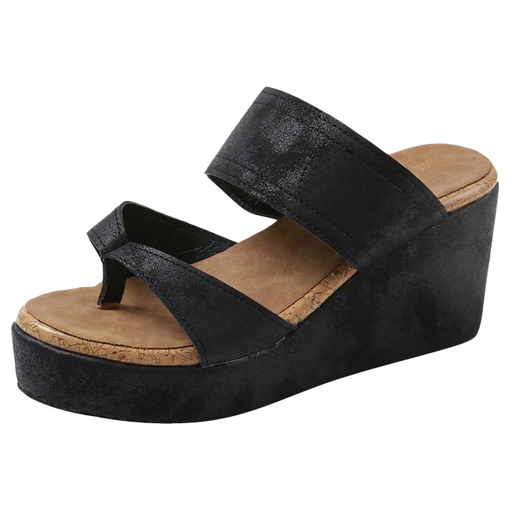 Dressy Sandals For Women Size 8 Thick Soled Thong Toed Women'S Outdoor Sandals Fashionable Leather Wedge Sandalias De TacóN