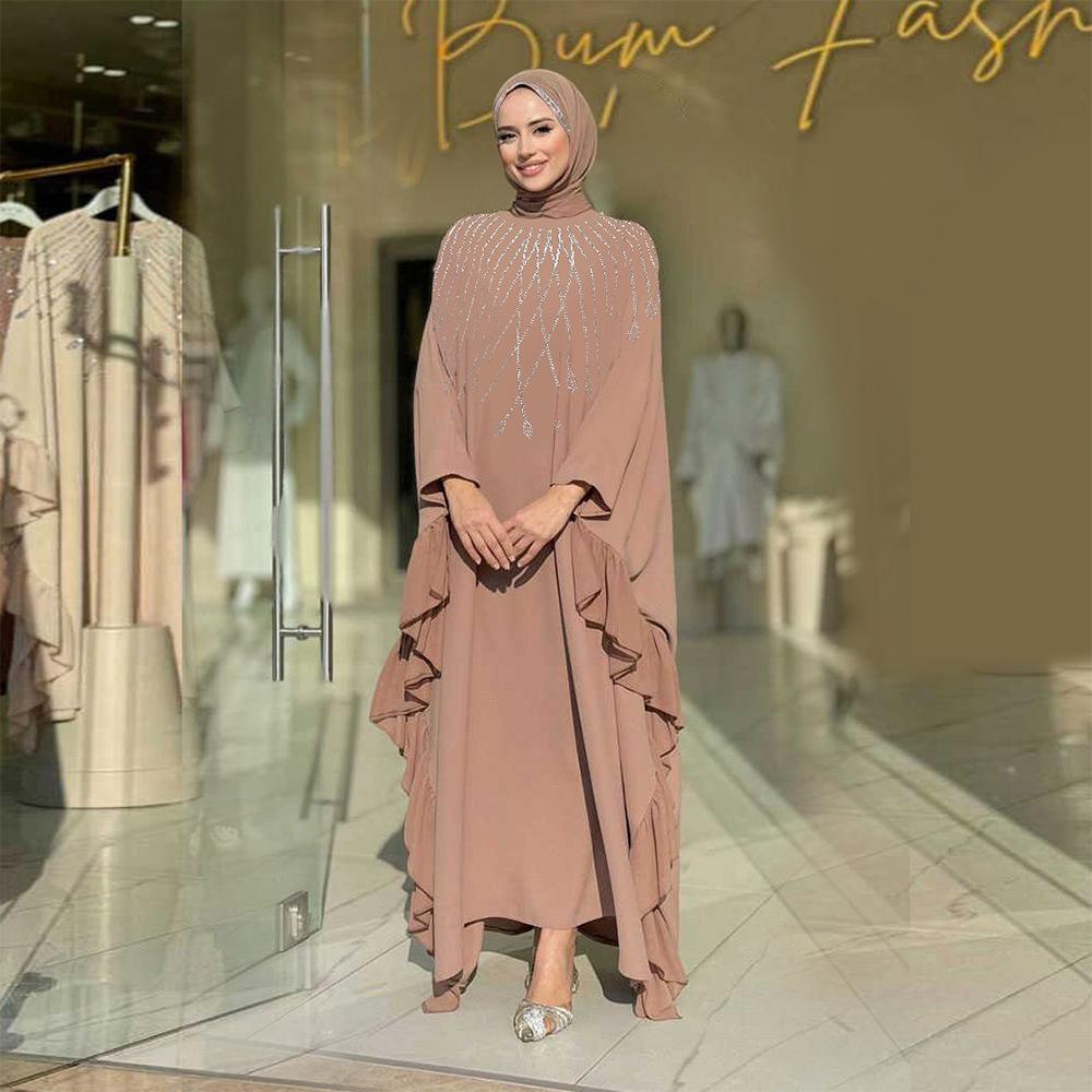 XQY500402 Bliskowschodni Damski Ubiór, Modna Gorący Diament Casual Luźna Dubajska Letnia Nowa Sukienka