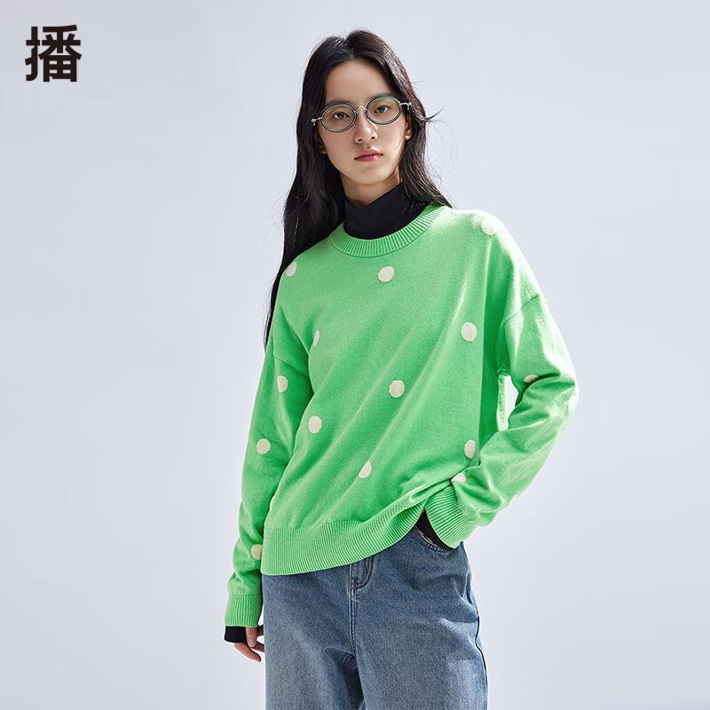 

Bo Women s Polka Dot Crew Neck Knit Sweater L