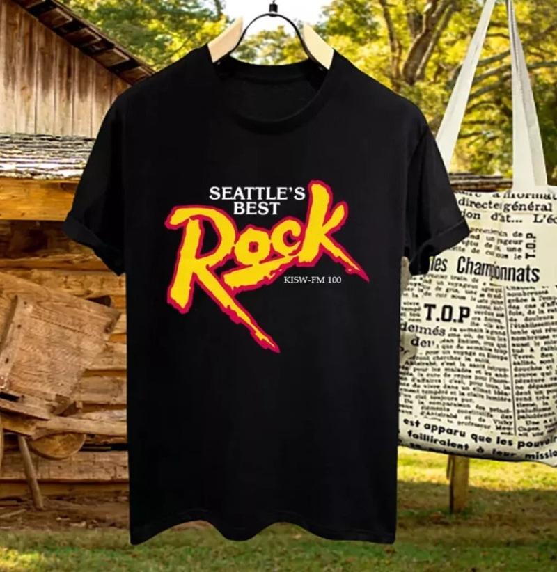BESTBUY! The Rock 99.9 Fm Kisw Seattle S Best Kisw Fm 100 Radio T-Shirt New Spring/Summer Arrivals Men Women S разноцветный