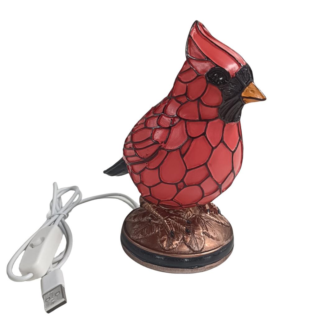 Cardinal Lamp Christmas Art Decor Light Decorative Red Bird Table Lamp for Bedside Livingroom Bedroom Home Decoration