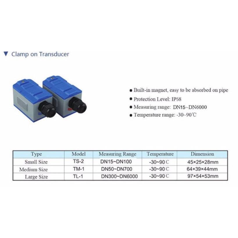 TUF-2000B Portable Digital Water Liquid Flow Meter Wall Mounted Clamp On Ultrasonic Flowmeter