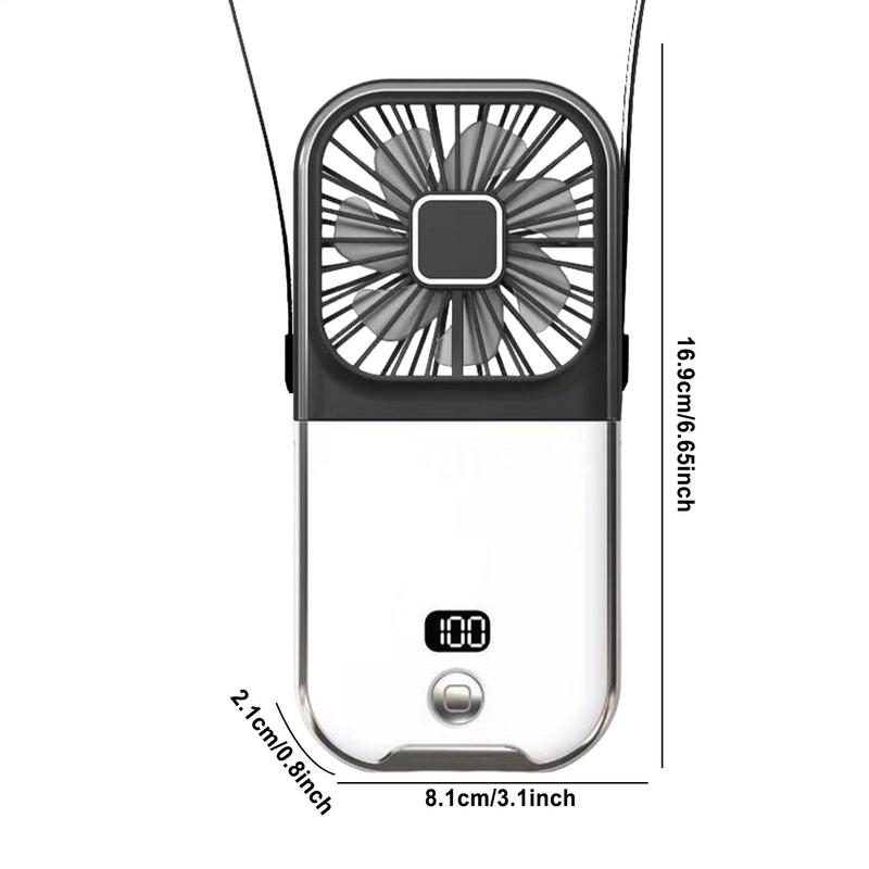 USB Rechargeable Fan Rechargeable Foldable Handheld Fan Multipurpose Neck Fan Battery Powered Fan With Display For Travel