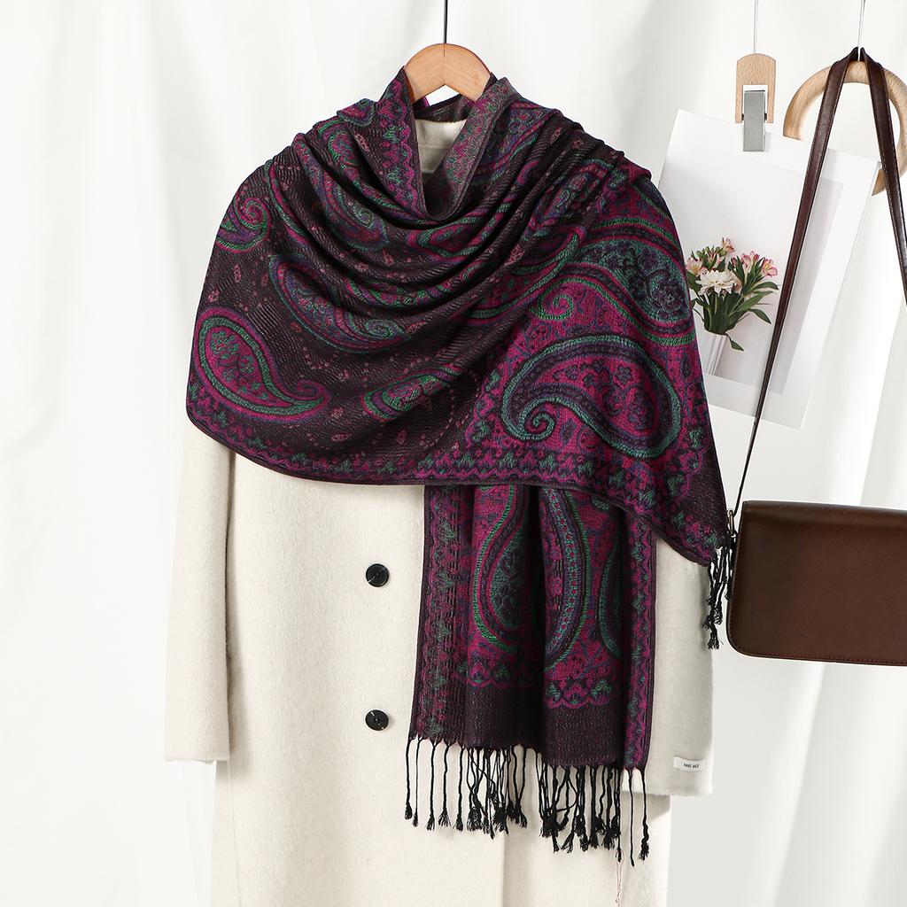 Paisley Embroidery Cotton Hijab Scarf For Woman Muslim Hijabs Pashmina Tassels Shawls Fashion Long Wraps Foulard Islam Turban